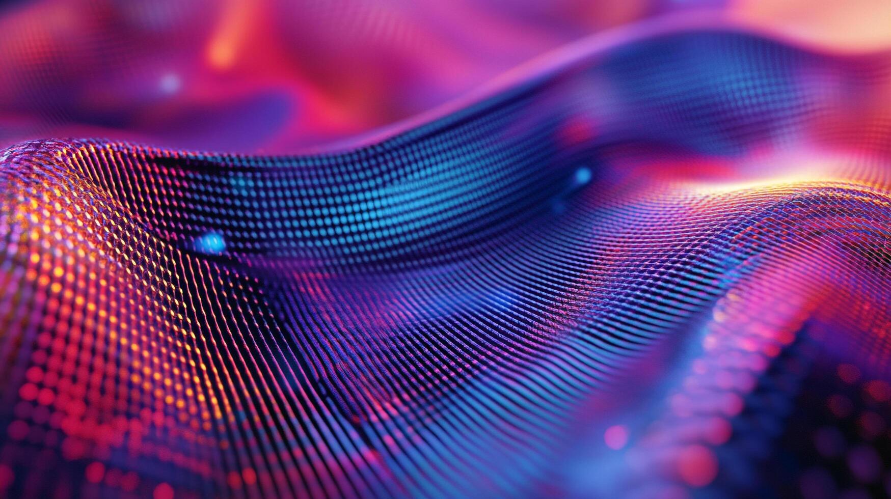 Wavy texture with vibrant colors, creating a futuristic digital fabric appearance. Shimmering effect enhances the dynamic visual impact. photo