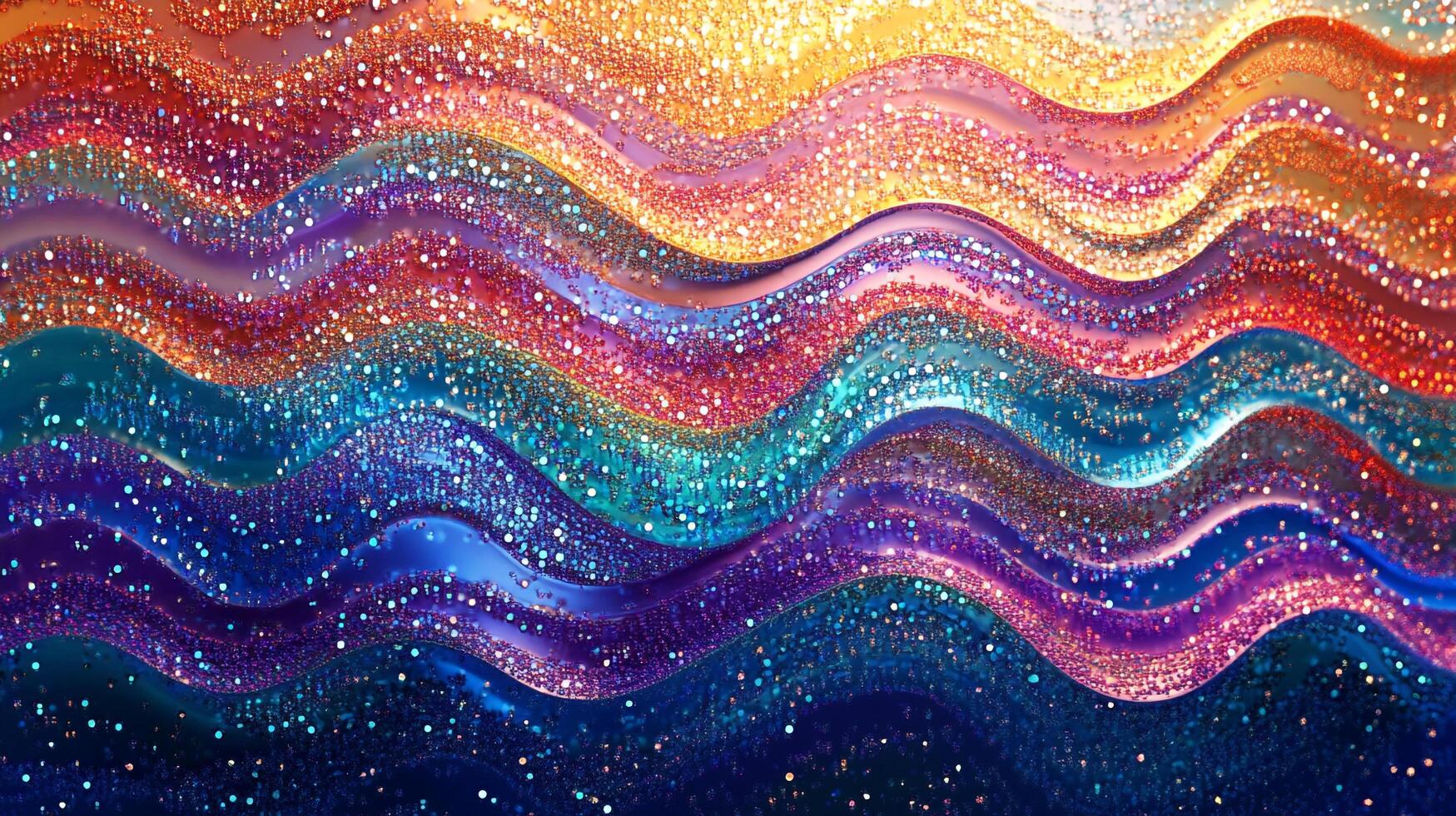 Glittering waves cascade in a spectrum of colors, creating a dazzling and mesmerizing effect. A beautiful mix of color and sparkle. photo