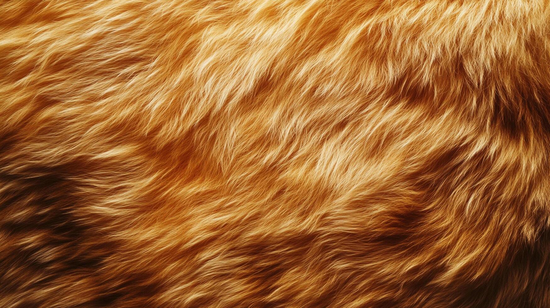 Close-up of soft, golden-brown fur texture. The detailed shot highlights the dense and flowing fibers, perfect for backgrounds. photo
