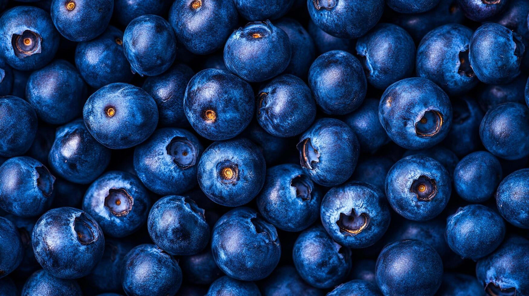 A captivating close-up reveals a cluster of vibrant blueberries, their deep hues and intricate textures creating a visually appealing scene. photo