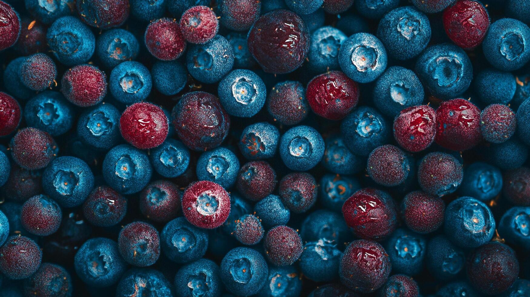 A vibrant array of fresh blueberries and cranberries creates a visually appealing and healthy display, showcasing nature's colorful bounty. photo