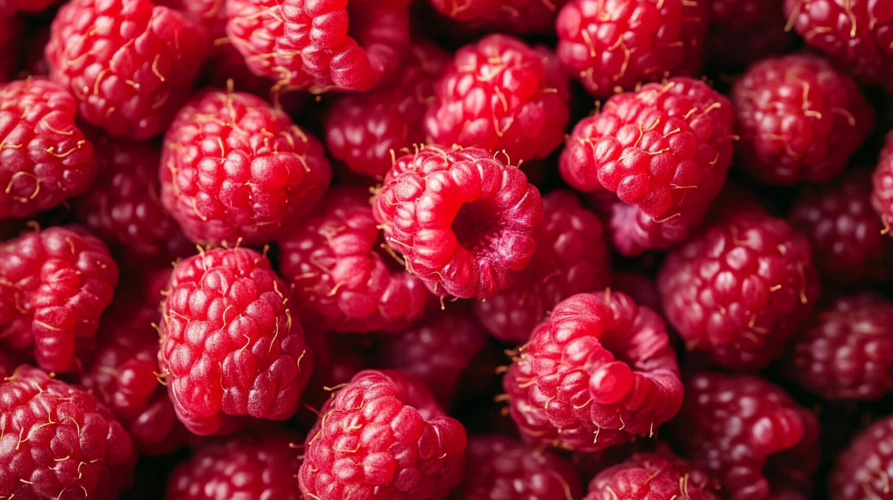 A vibrant collection of fresh, ruby-red raspberries, bursting with juice and summer flavor, perfect for healthy snacking and desserts. photo
