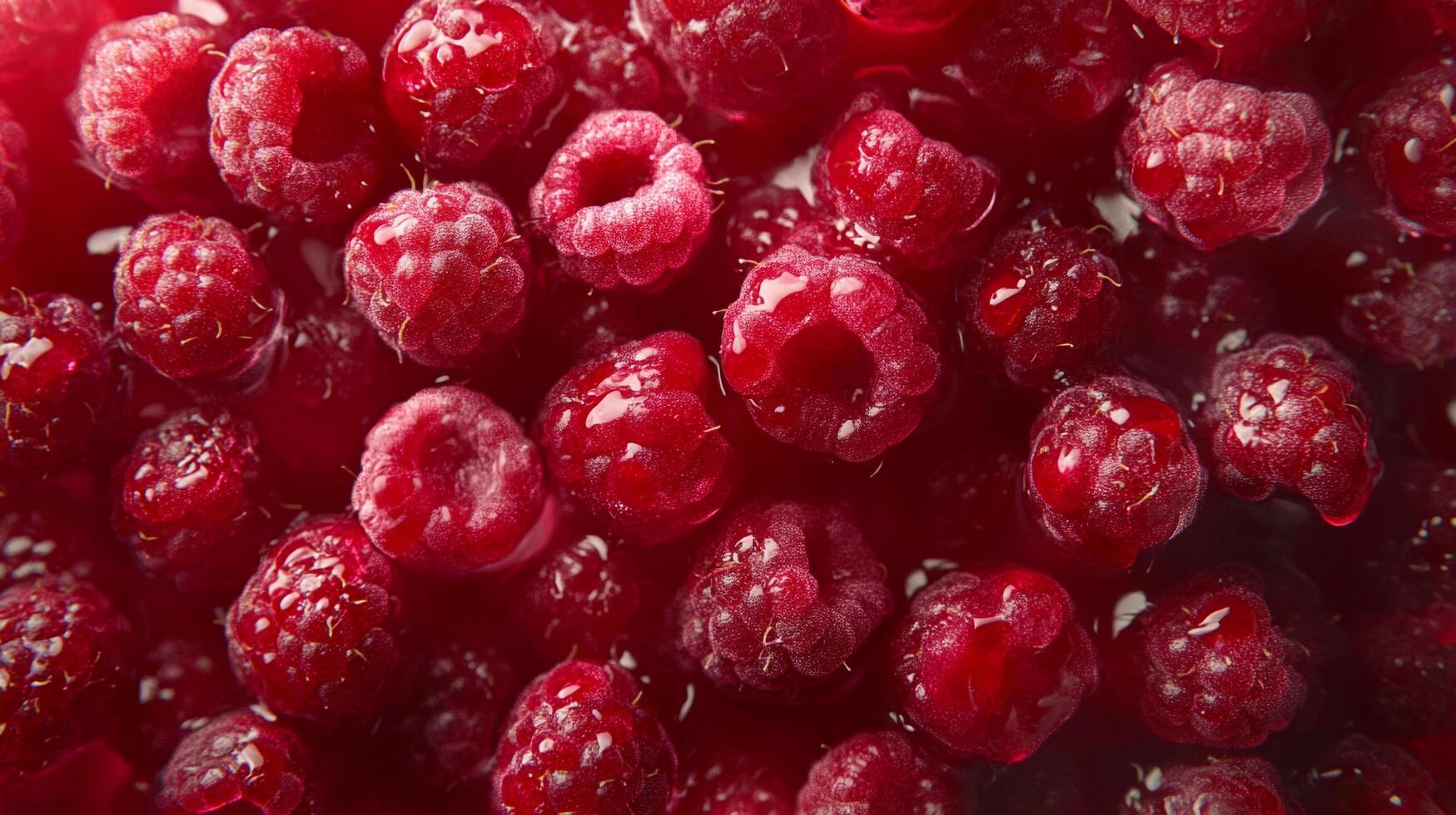 Vibrant raspberries glisten, their juicy texture inviting a burst of summer flavor. A sweet and tart treat for any occasion. photo