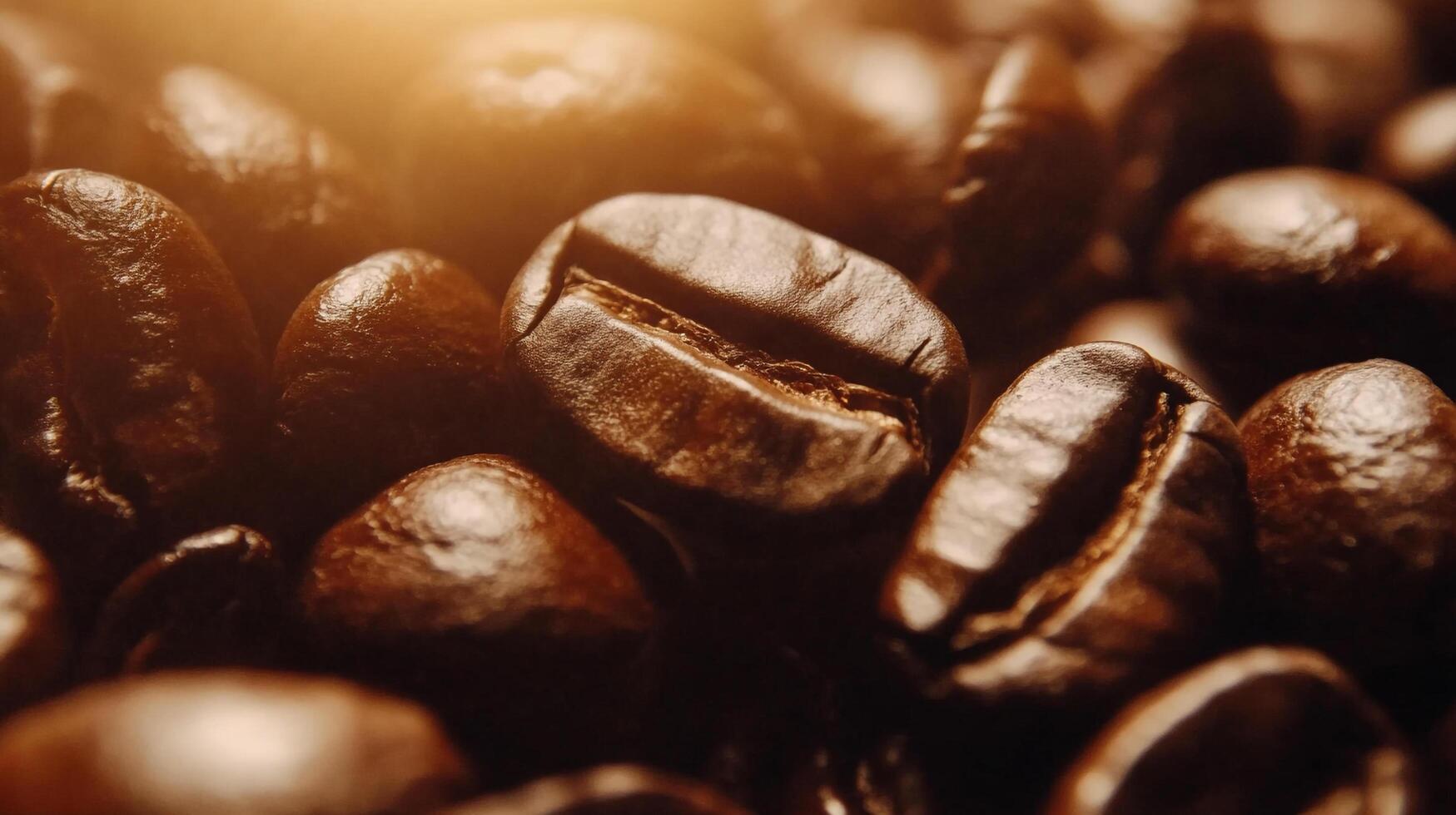 Macro shot of vibrant, dark roasted coffee beans filling the frame, highlighting their texture and rich, inviting color. photo