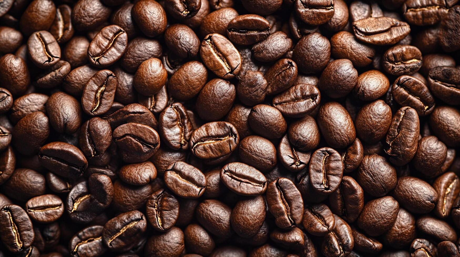 Roasted coffee beans fill the frame with their rich brown color, creating a visually appealing and aromatic coffee background. photo