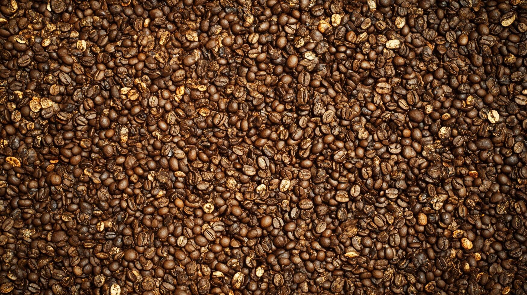 A rich tapestry of roasted coffee beans, inviting you to a moment of aromatic bliss with deep brown, textured perfection. photo