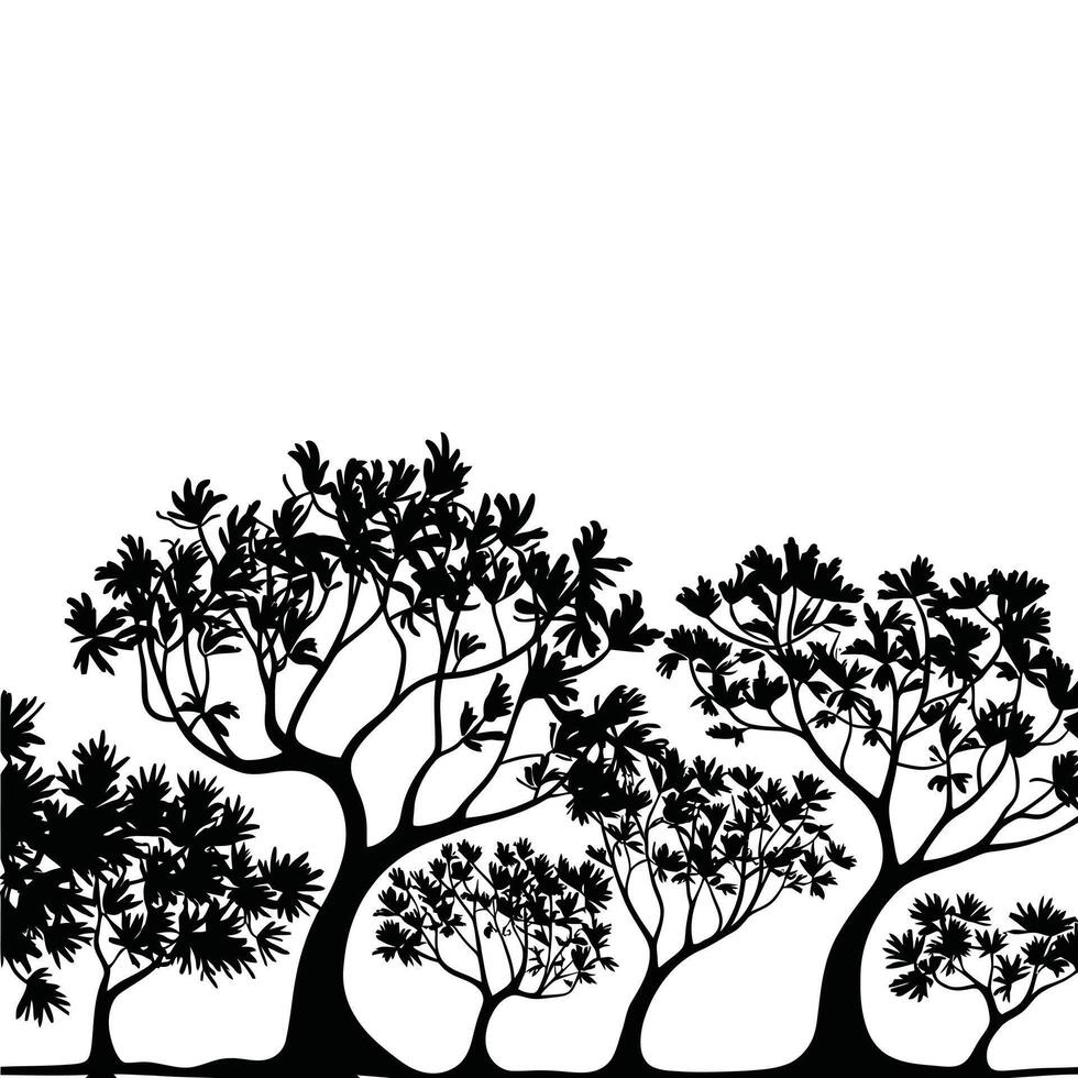 set of trees black vector