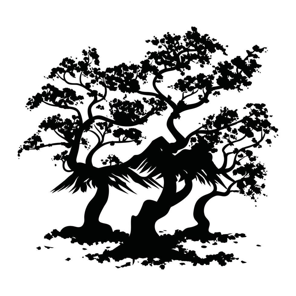tree black silhouette vector