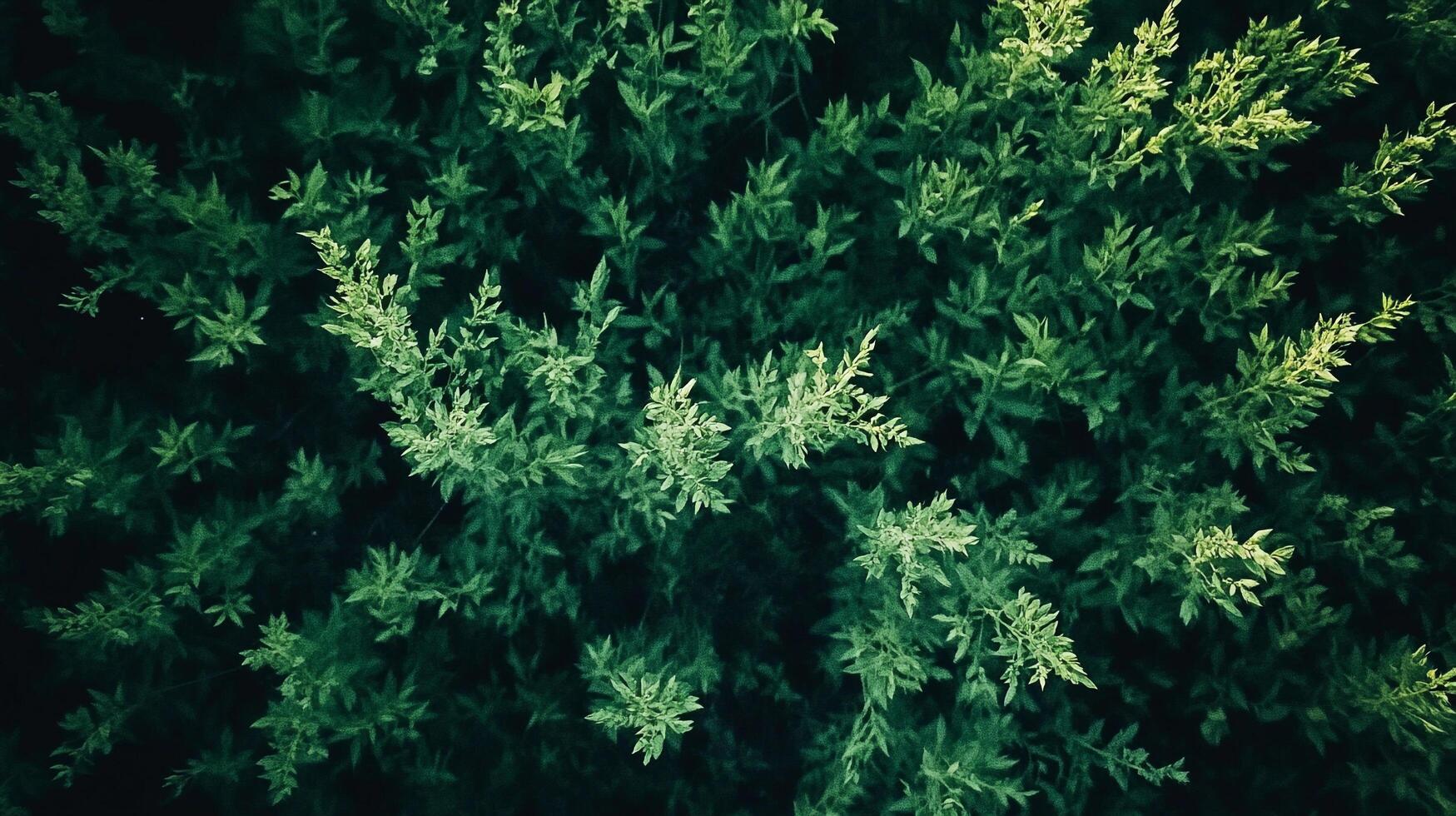 Close up aerial view of a flourishing green leafy plant, revealing patterns in nature and a sense of life and growth from above. photo