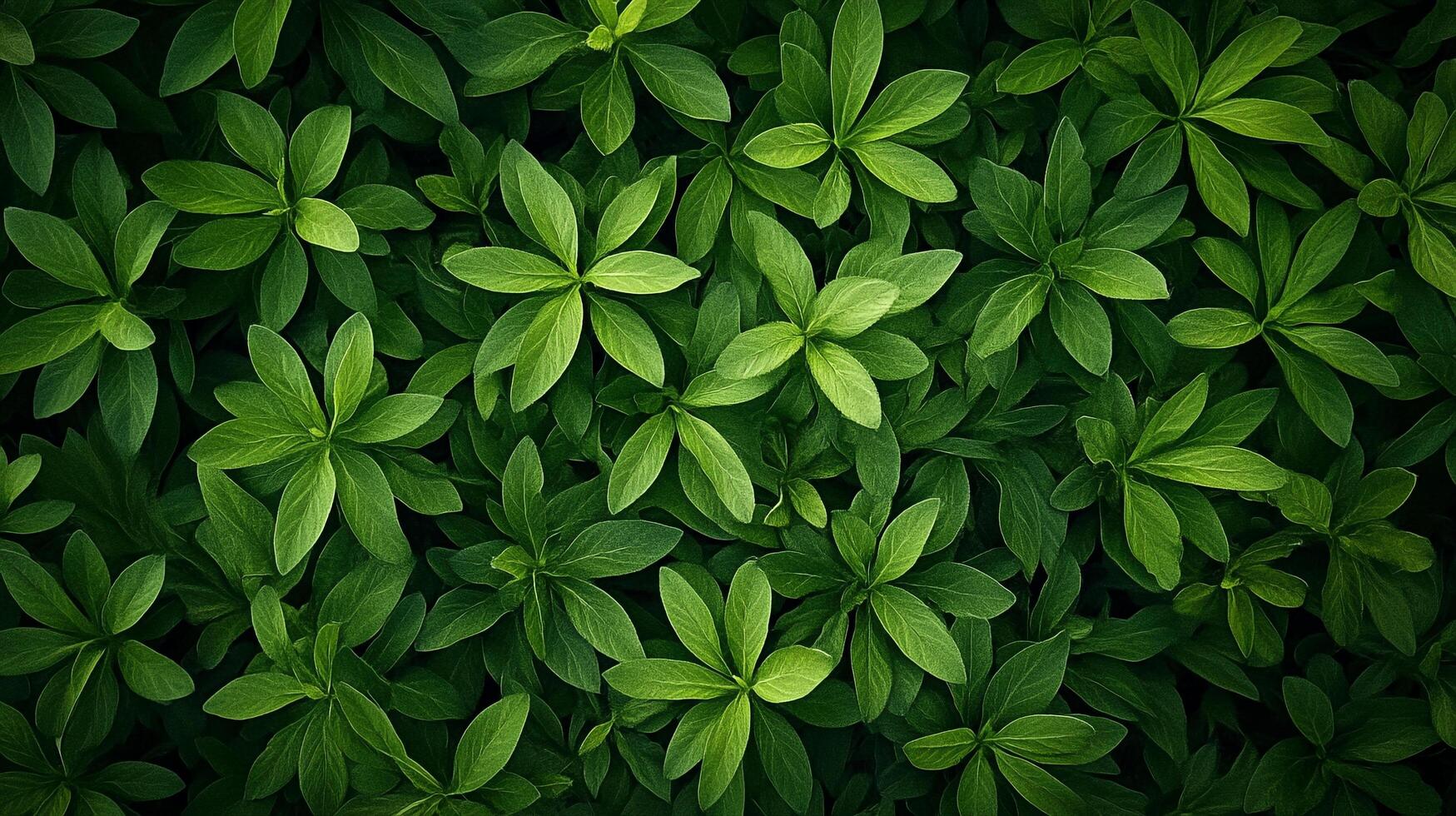 Lush green foliage creates a vibrant, textured pattern. A tranquil display of nature's beauty and the freshness of a healthy ecosystem. photo