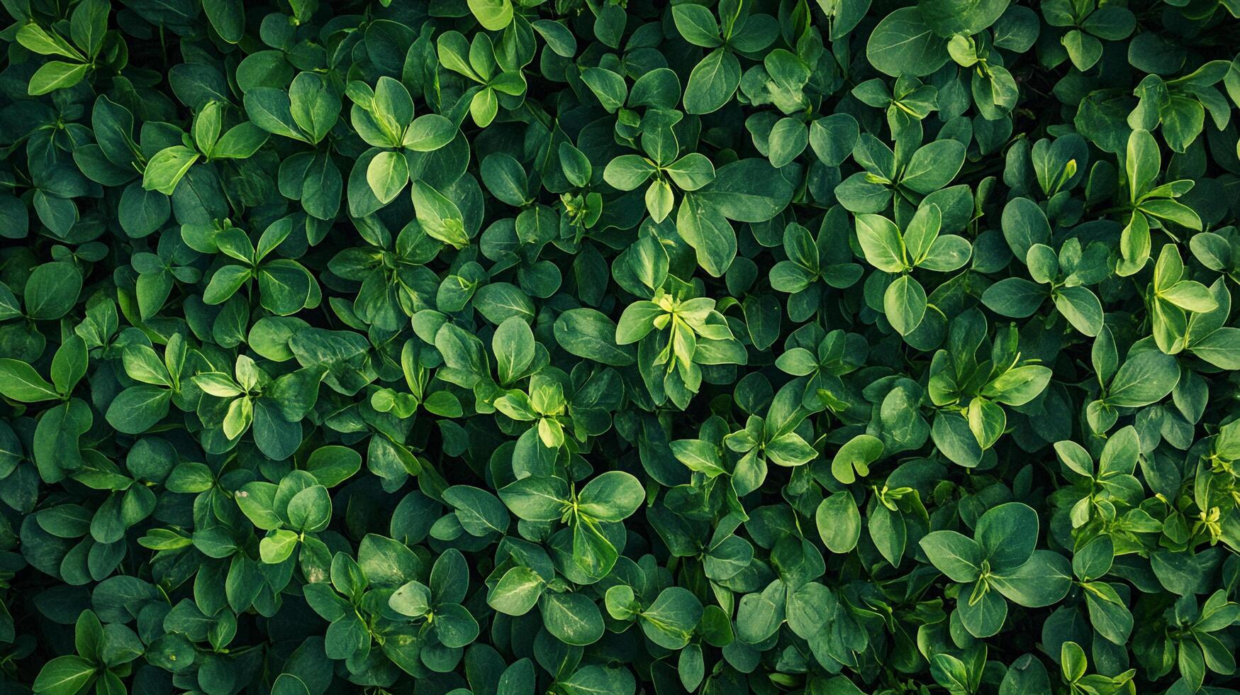 Lush green foliage creates a dense, verdant carpet. A textural symphony of leaves in varying shades of green. photo