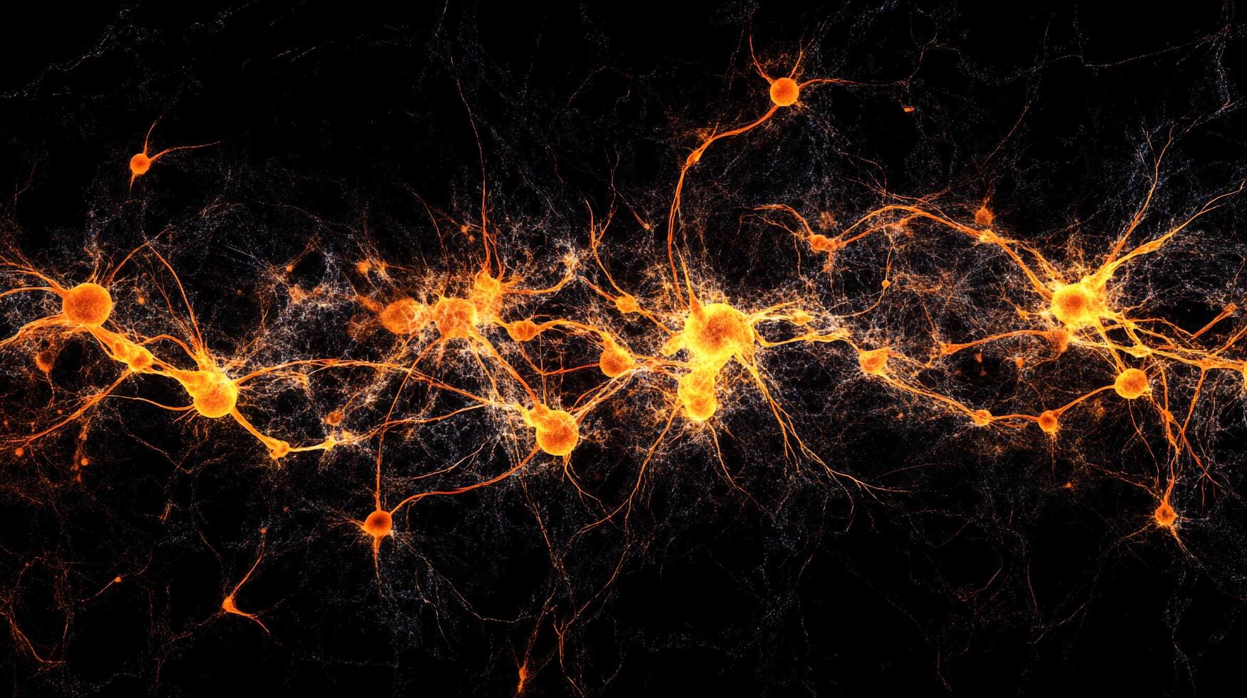 Glowing neural network visualization depicts complex data connections with organic, luminous shapes against a dark background, symbolizing innovation. photo