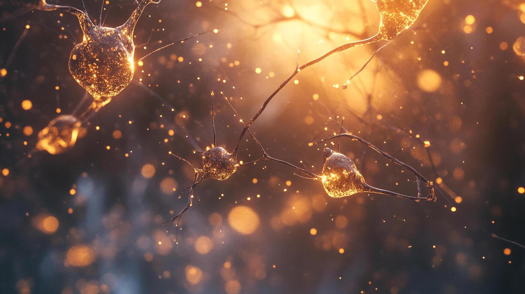 Close-up of Neurons. Abstract representation of brain activity with interconnected cells, neural network, and synapse communication. photo