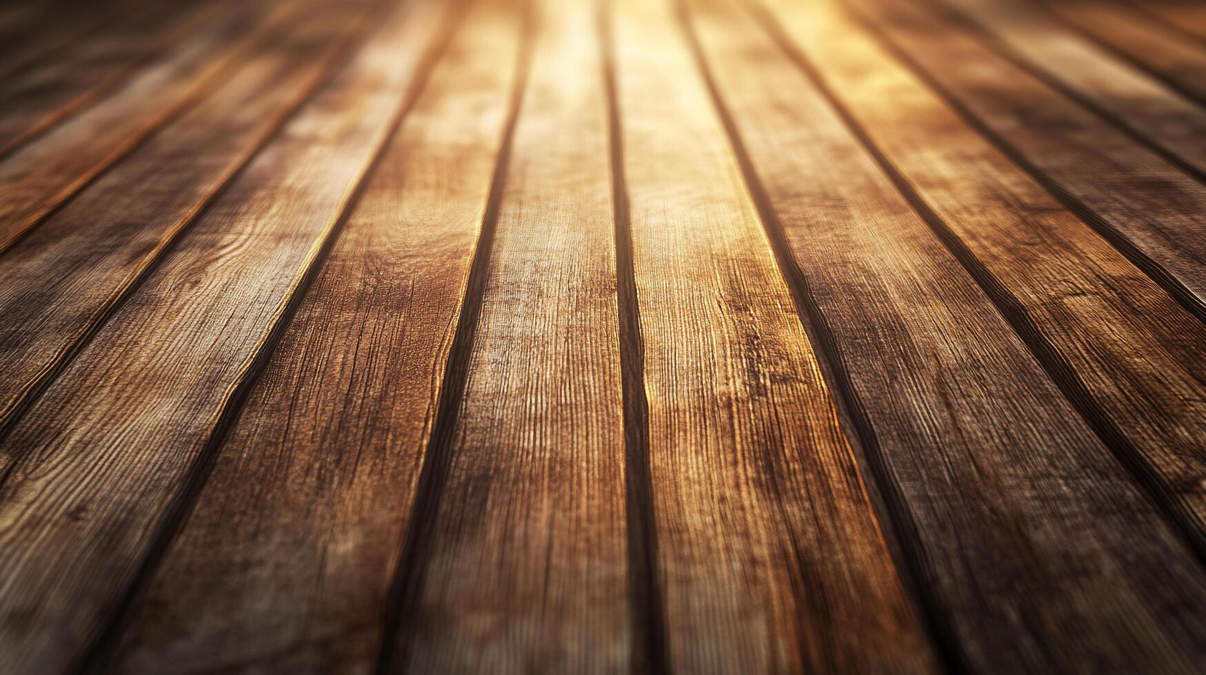 A detailed close-up of wooden planks shows the grain and texture of the wood, illuminated by warm light from above for a cozy feel. photo