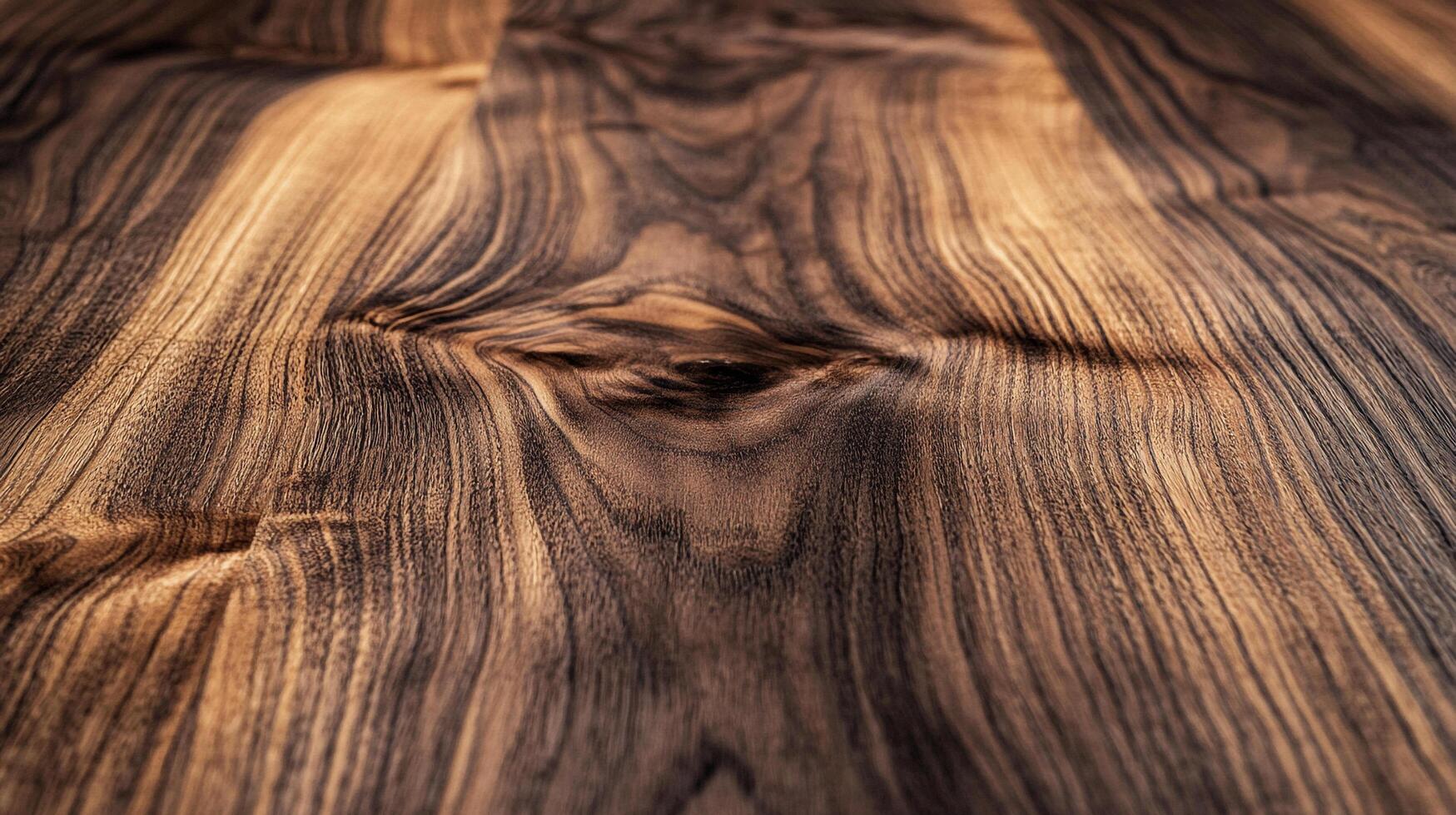 Detailed close-up showcasing the intricate grain pattern and natural texture of a polished wood surface. Wood with natural character. photo