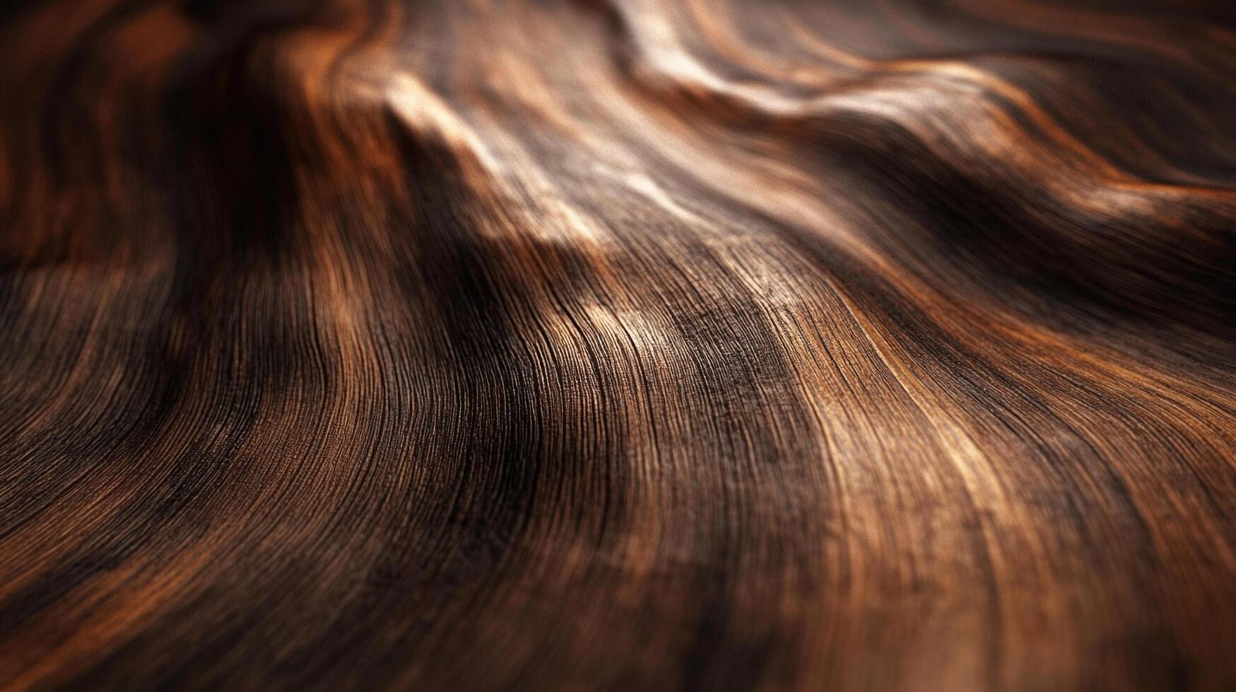 Abstract close-up of dark wood grain with light reflections, creating a textured and natural surface with a sense of depth and movement. photo