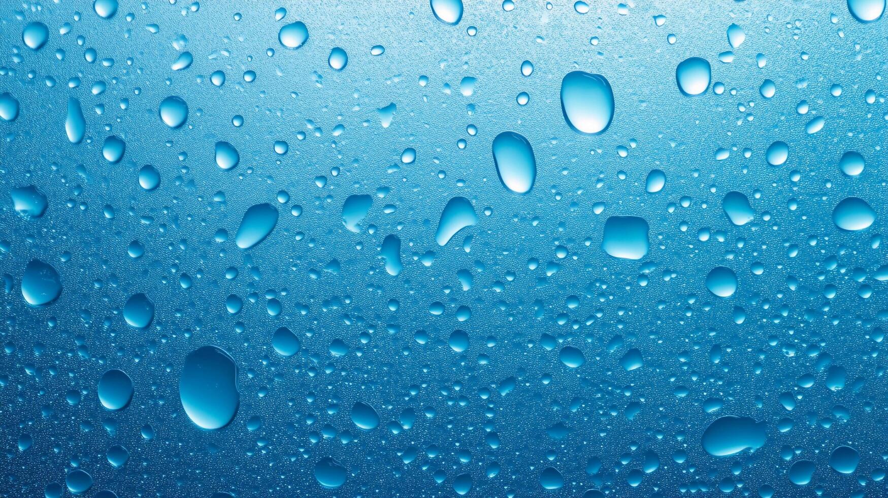 Captivating close-up of water droplets glistening on a smooth, cool surface. An array of shapes and sizes creates a calming effect. photo
