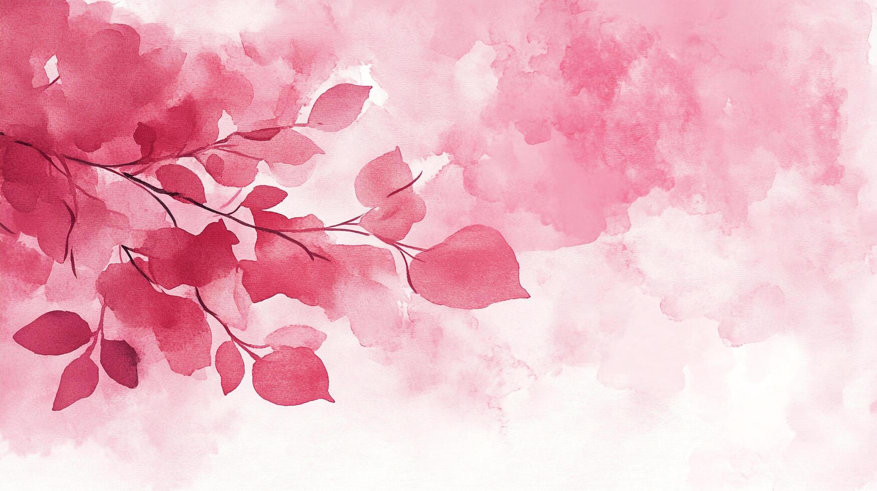Delicate watercolor painting featuring pink leaves and soft clouds, creating a serene and romantic atmosphere with artistic flair. photo