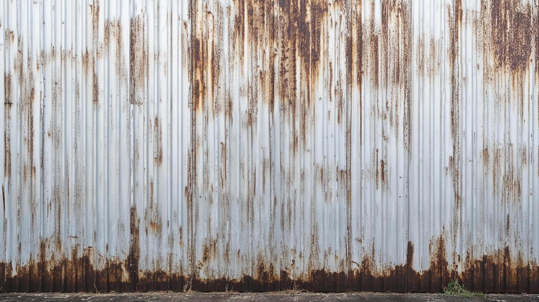 Corrugated metal wall showing extensive rust and weathering, creating a textured industrial backdrop with a sense of decay and age. photo