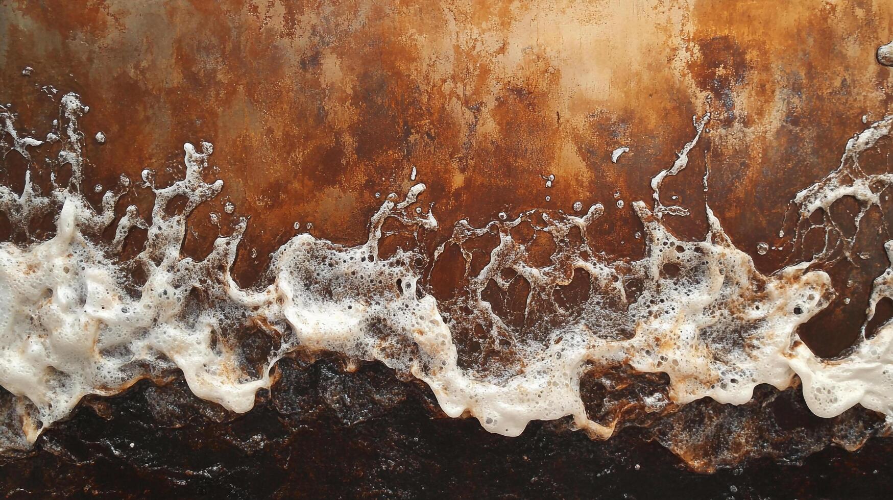 Abstract textured background with a wave-like pattern of foamy white against shades of brown. Artistic and visually intriguing. photo