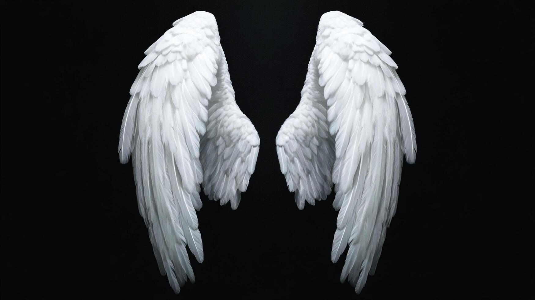 Ethereal wings elegantly displayed against a dark backdrop, symbolising hope and freedom. The stark contrast creates a captivating image. photo