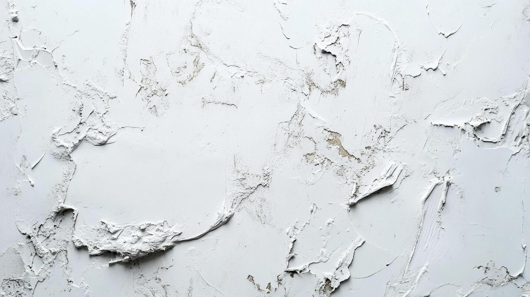 Abstract white stucco wall with textured surface and paint layers in detailed macro. Unique architectural design and textured background. photo