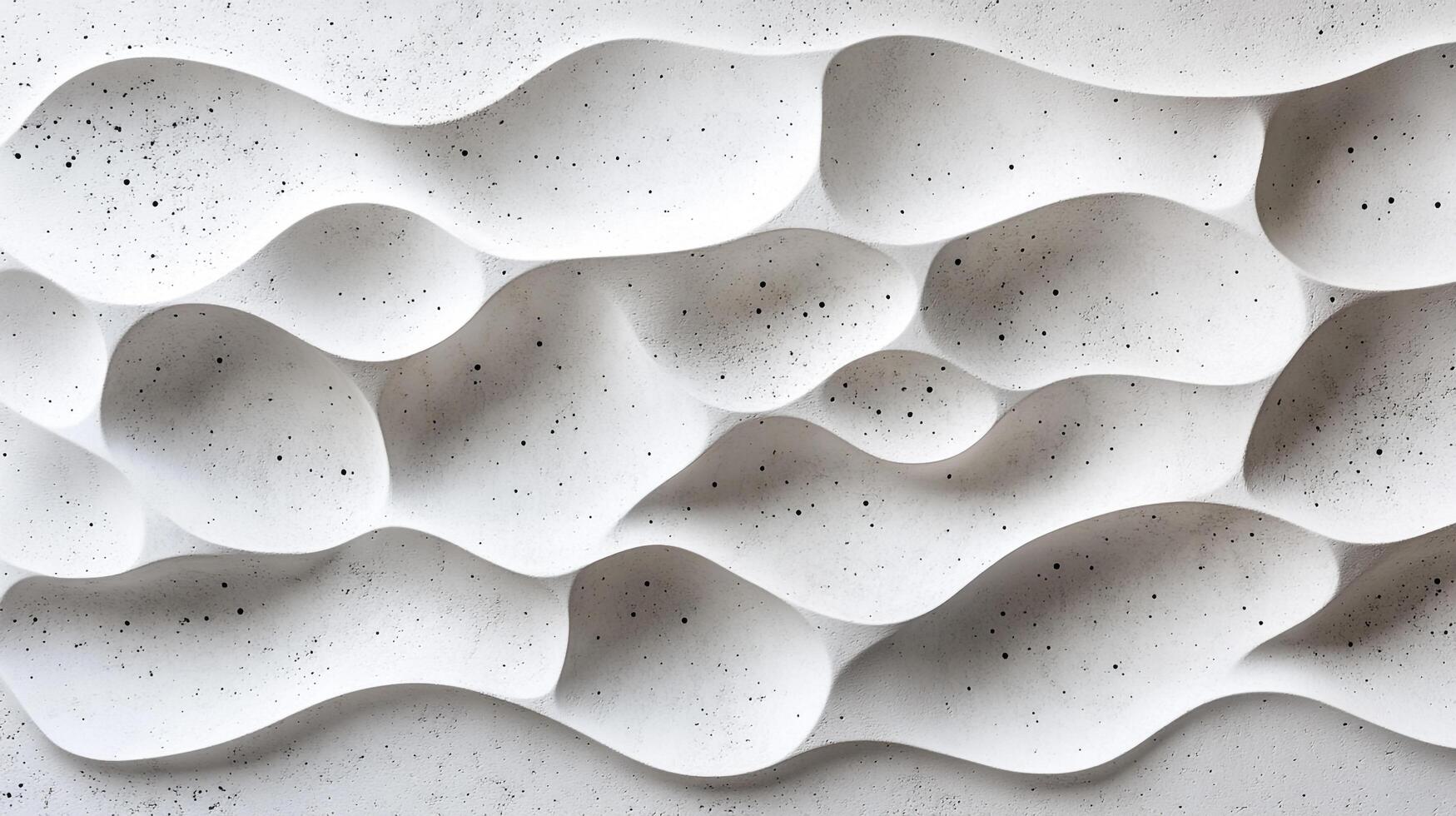 Abstract white textured surface with wavy, organic shapes and subtle speckles. Modern architectural detail with a sculptural quality. photo