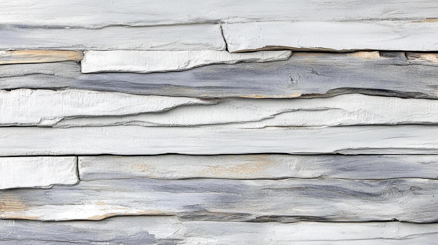 Neutral stone wall, white, gray, and beige colors, horizontal textured layers for modern, natural, or rustic decoration background. photo