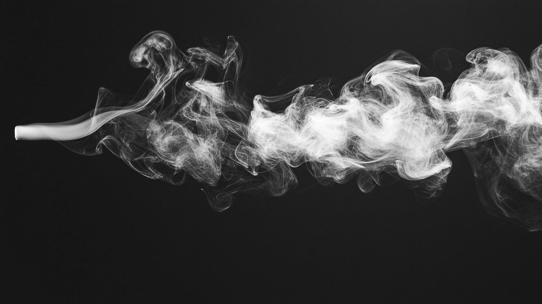 A plume of white smoke, illuminated against a dark backdrop, curls and flows, evoking a sense of mystery and ethereal beauty. photo