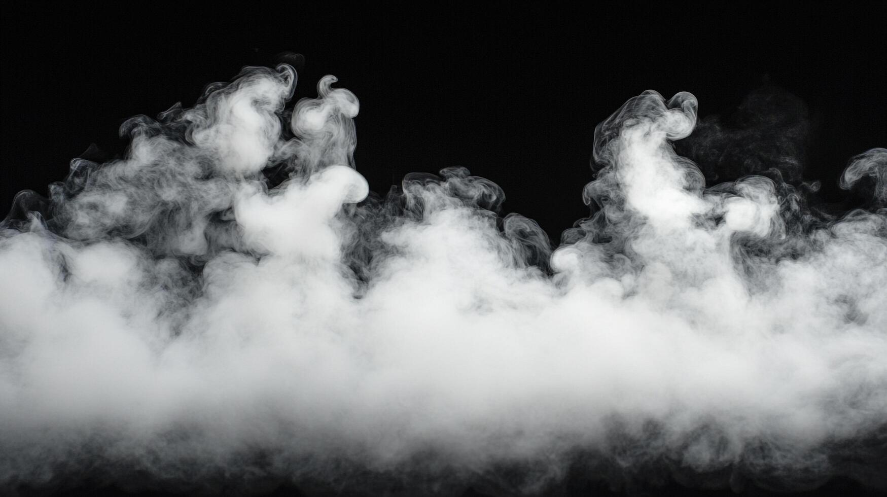 A captivating cloud of white smoke billowing against a stark black background, creating a mysterious and ethereal atmosphere. Minimalist design. photo