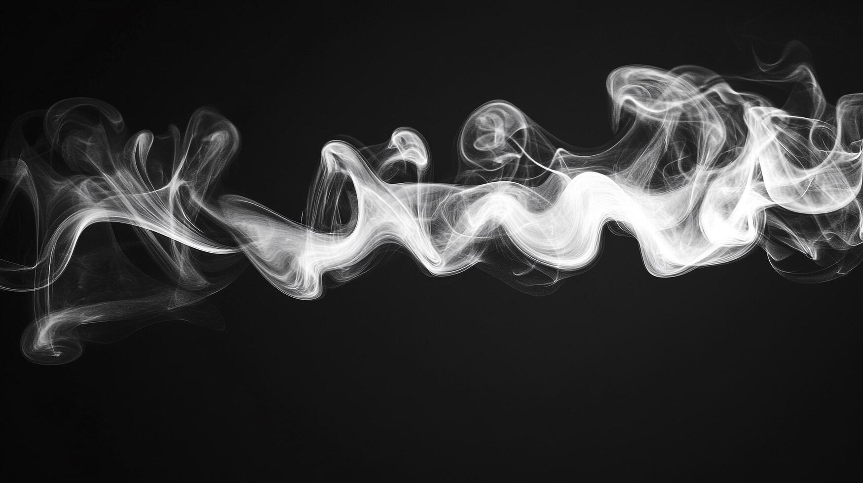Ethereal white smoke gracefully dances against a stark black backdrop, its delicate wisps creating an abstract pattern that captivates the eye. photo
