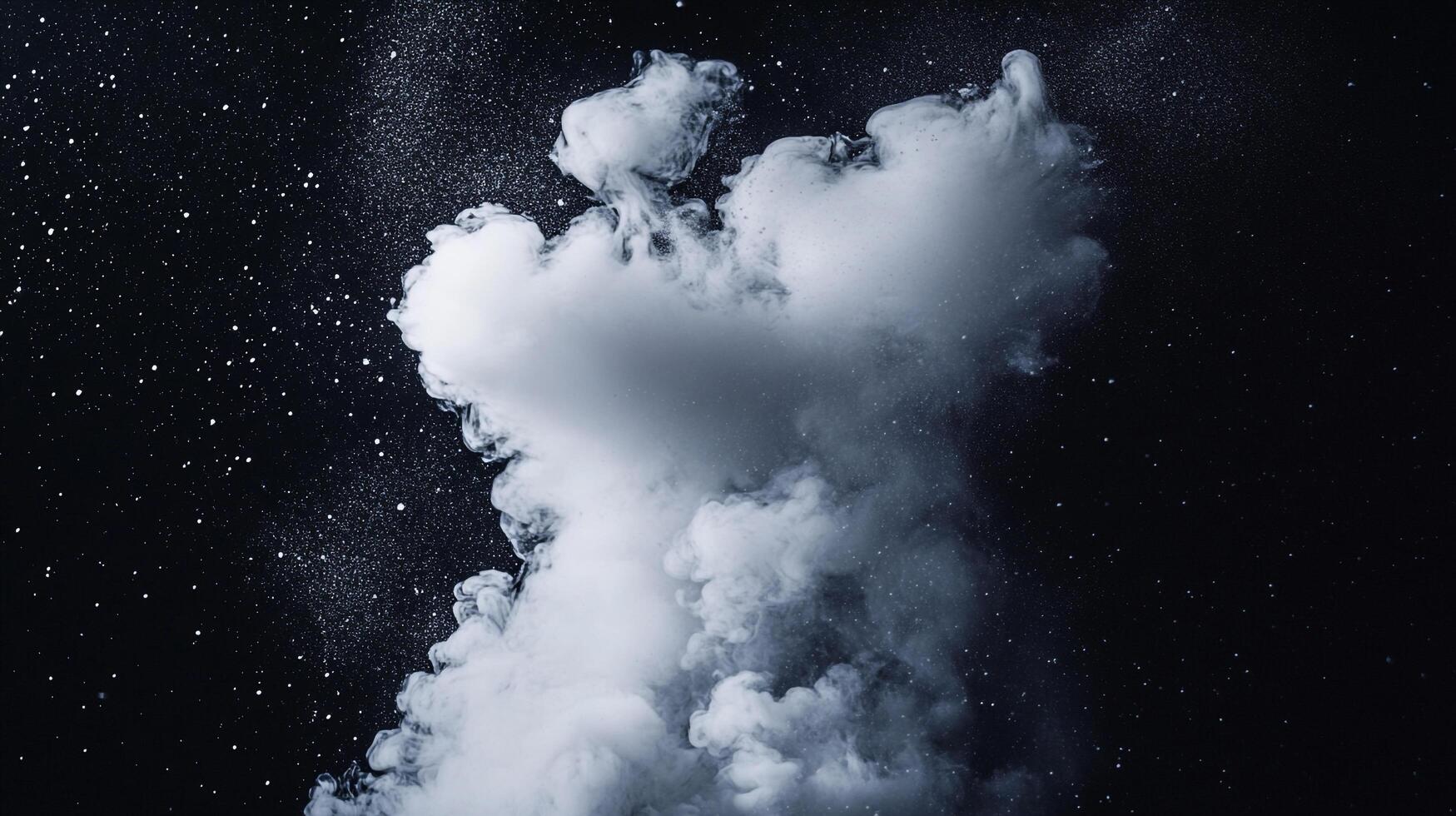 Ethereal plume against a night sky, resembling clouds amidst stars. A dreamlike visual, creating a sense of mystery and wonder. photo
