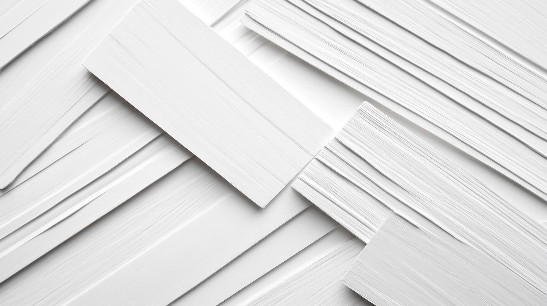 White rectangles create an overlapping, layered abstract design with minimal shadows on a solid surface. Neutral and clean aesthetic. photo