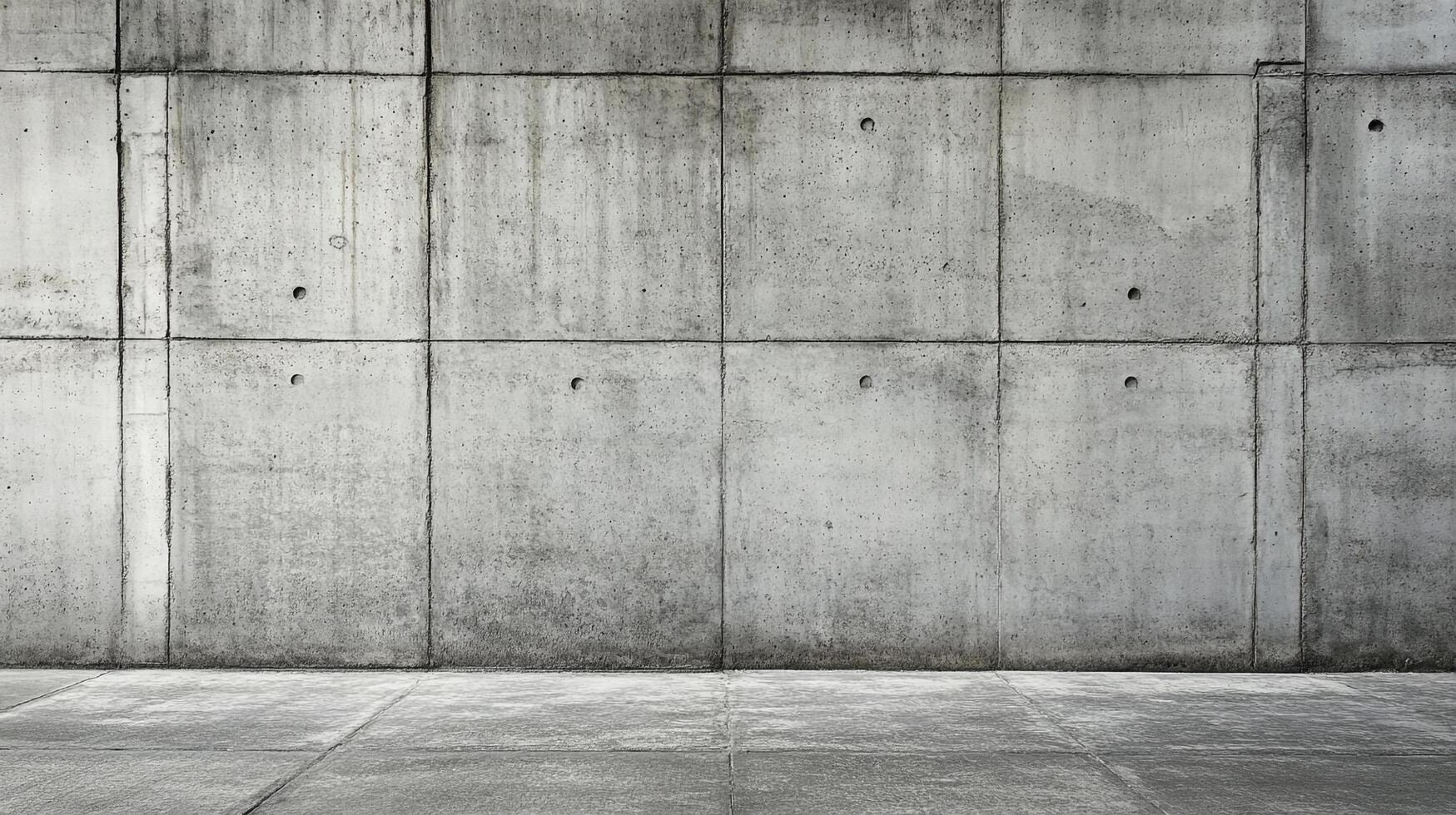 Monochromatic concrete wall and floor background. Clean, modern, and industrial architecture for design projects and backdrops. photo