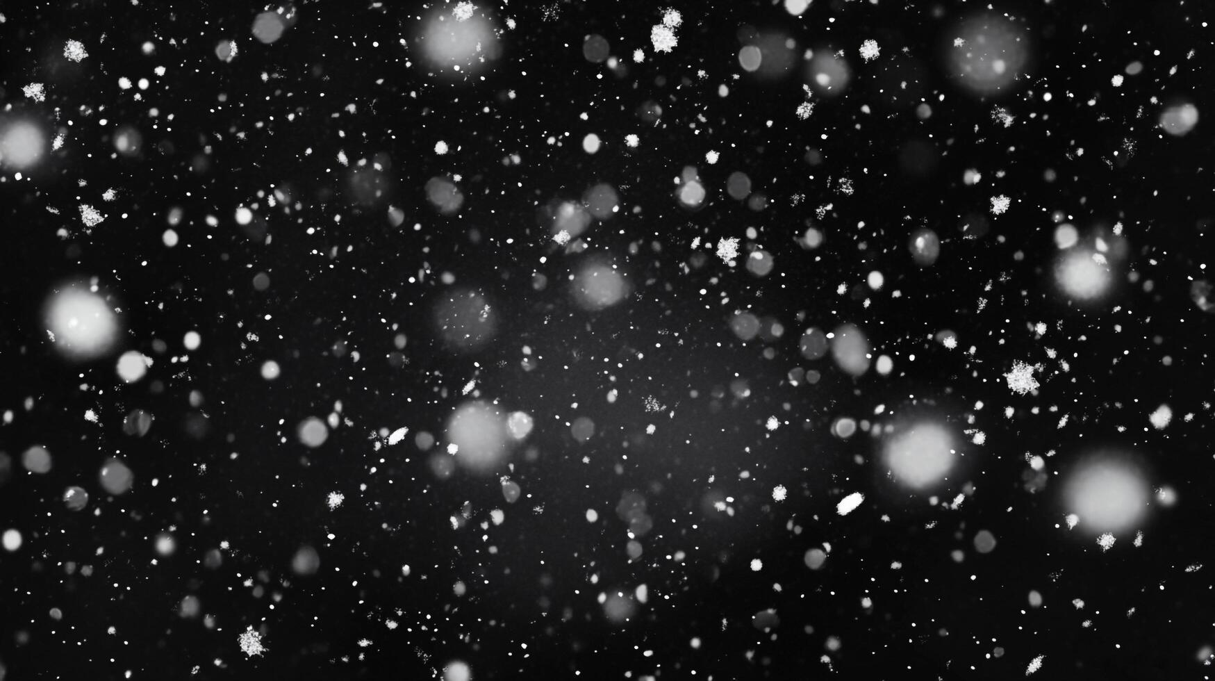 Snowflakes falling in the dark. Blurred shapes of snow in the night. Winter storm or blizzard concept. Abstract winter scene. photo