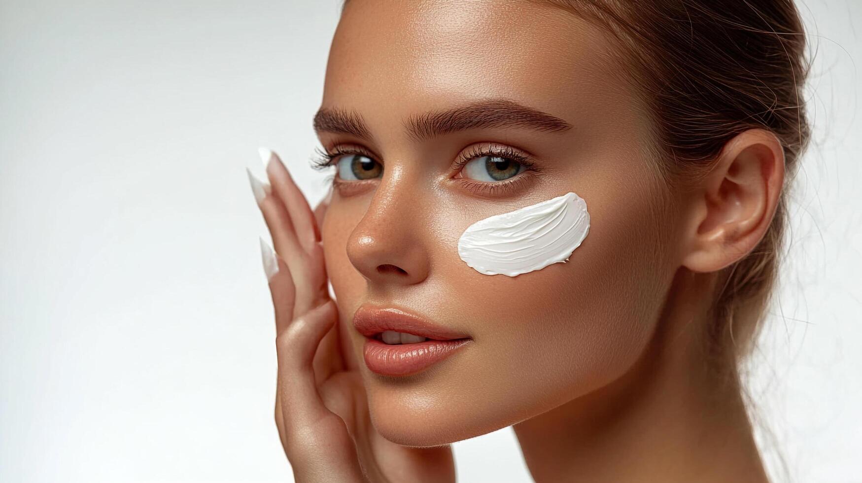Woman applyingcream highlighting skincare routine Clean Woman applyingcream highlighting skincare routine Clean