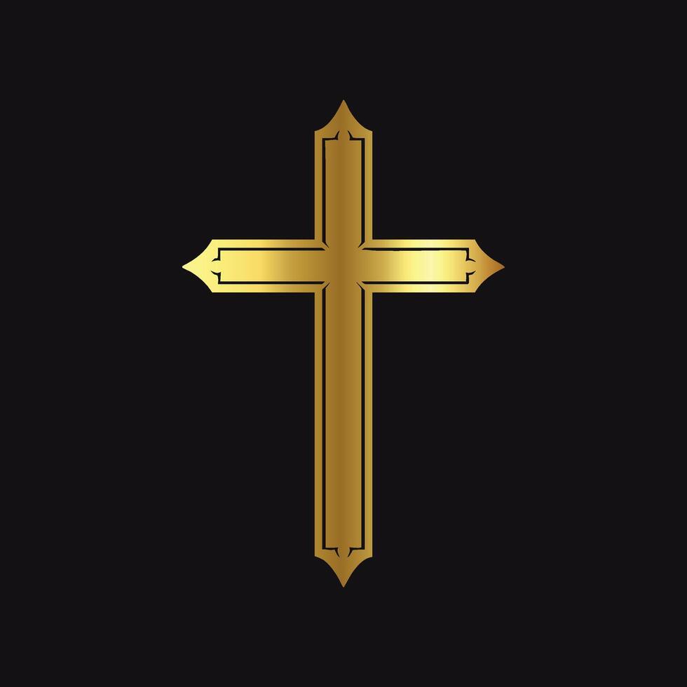 Gold Cross Logo Template vector