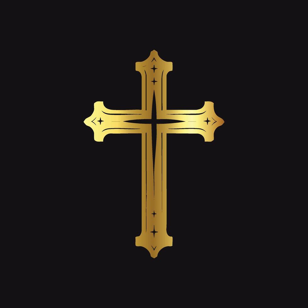 Creative Gold Cross Sign vector