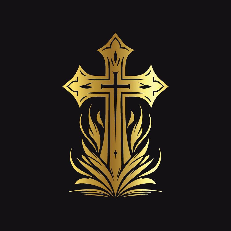 Gold Foil Cross Silhouettes Clip Art vector