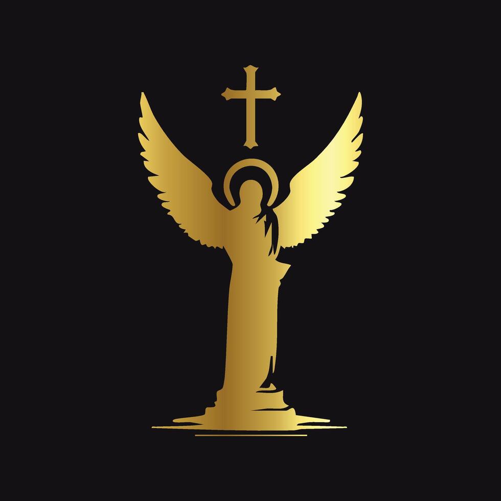 Golden Cross Silhouette with Classic Design vector