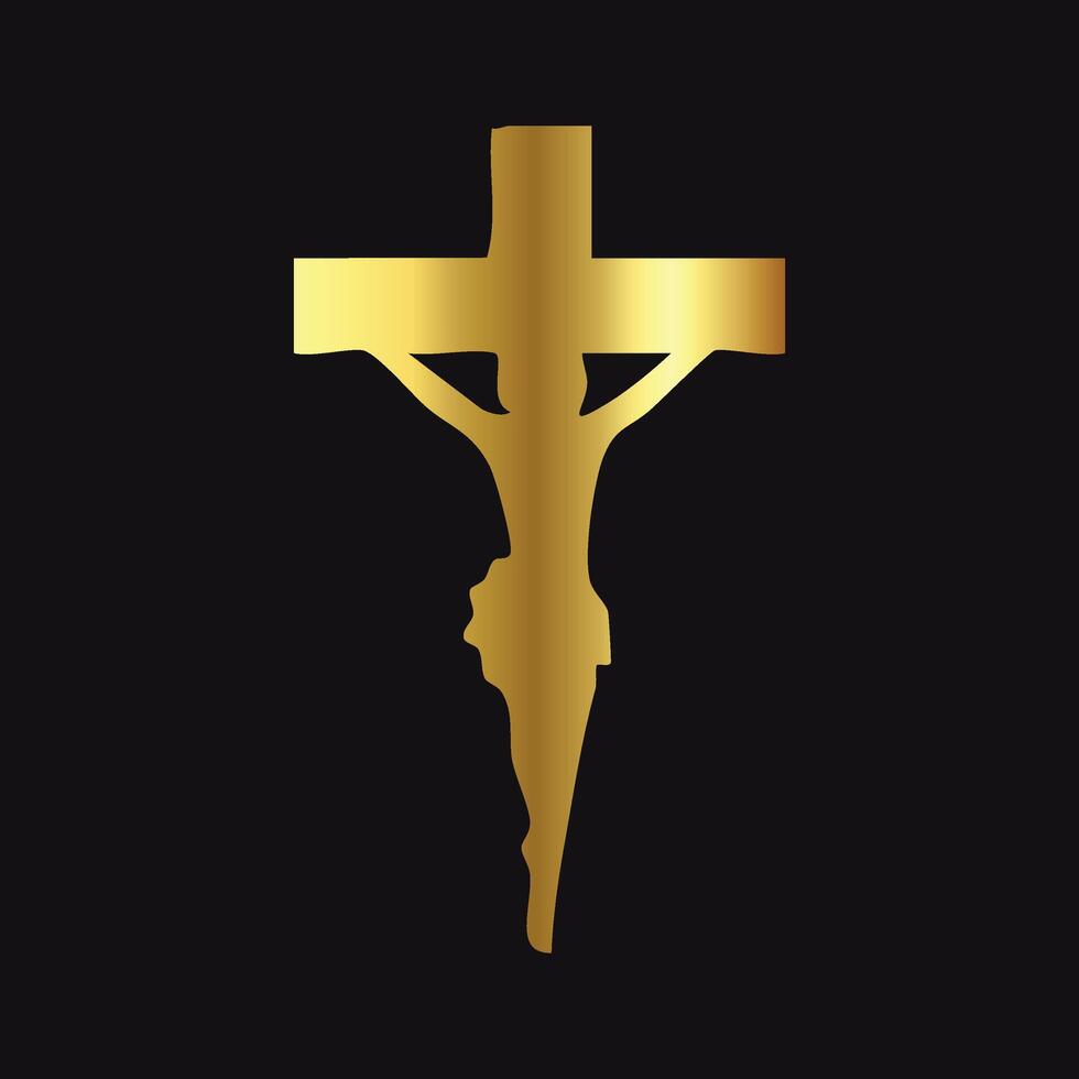 Elegant Gold Cross Insignia for Faith Designs vector