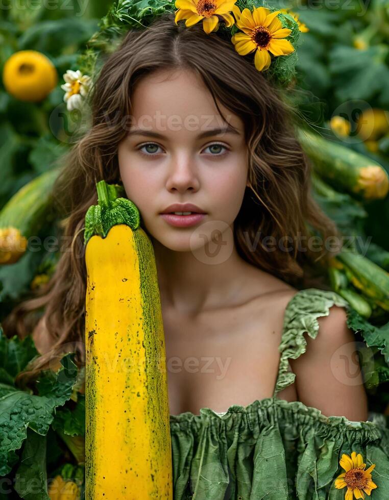 The girl with the zucchini photo