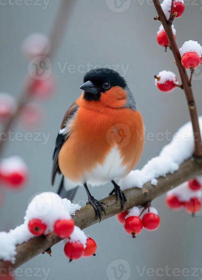 Bullfinch with red breast photo