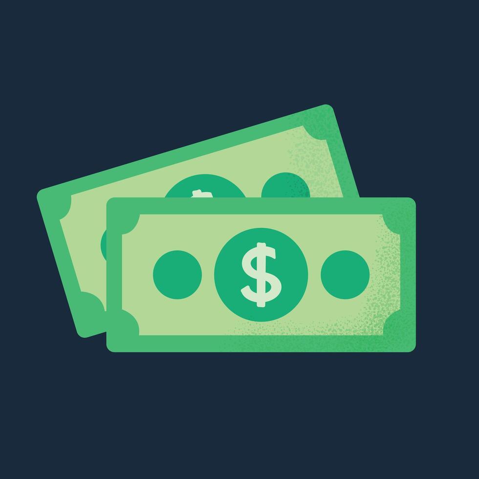Stack of dollar bills on a dark background. vector