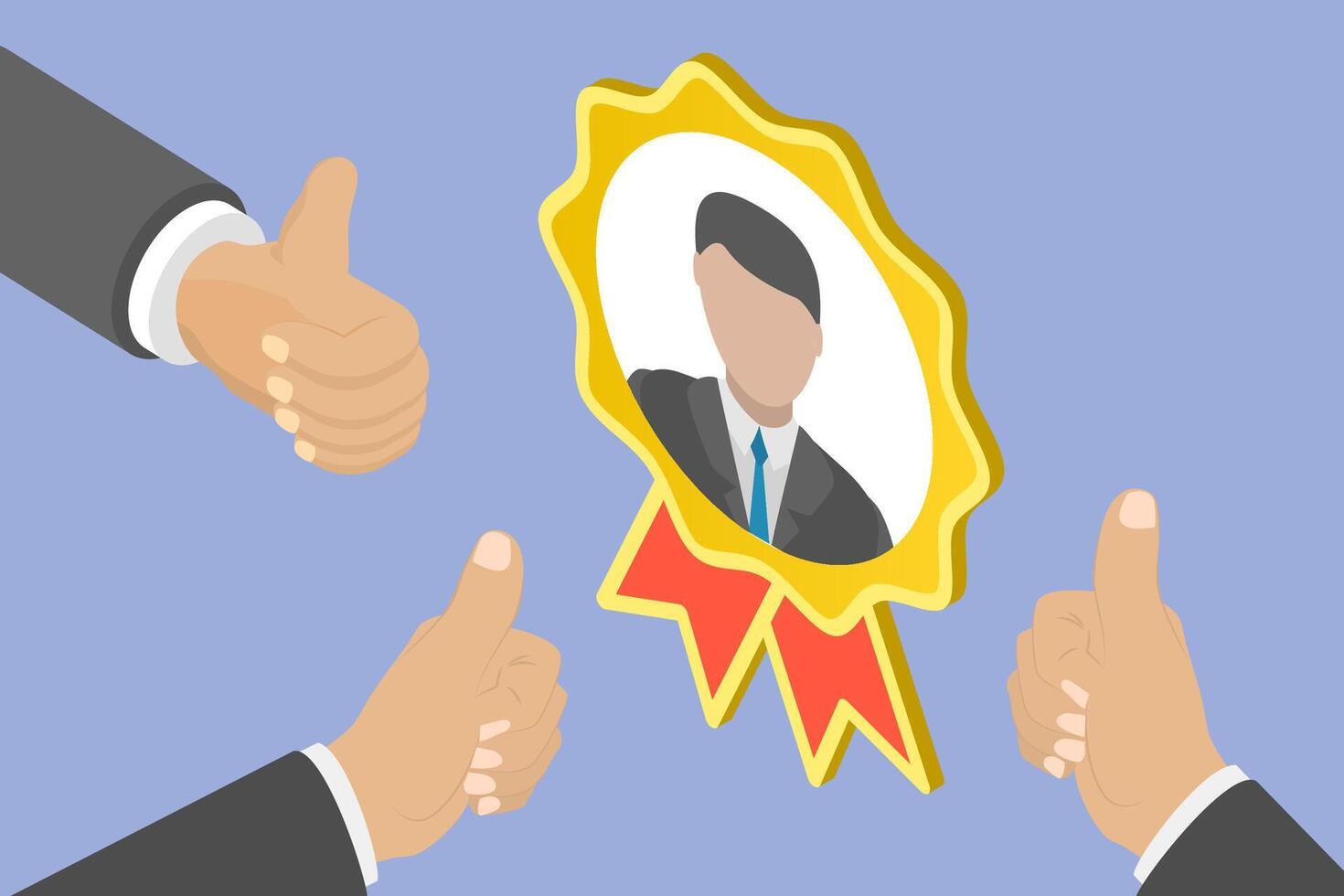 3D Isometric Flat Conceptual Illustration of Employee Recognition Award, Best Worker Reward vector