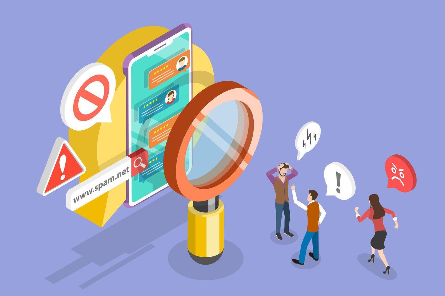 3D Isometric Flat Conceptual Illustration of Link Spam, Cyber Securiy Threats vector