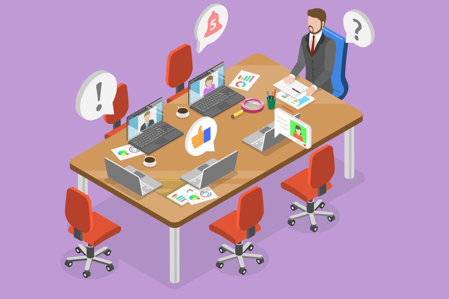 3D Isometric Flat Conceptual Illustration of Hybrid Work Model, Flexible Workspace Structure vector