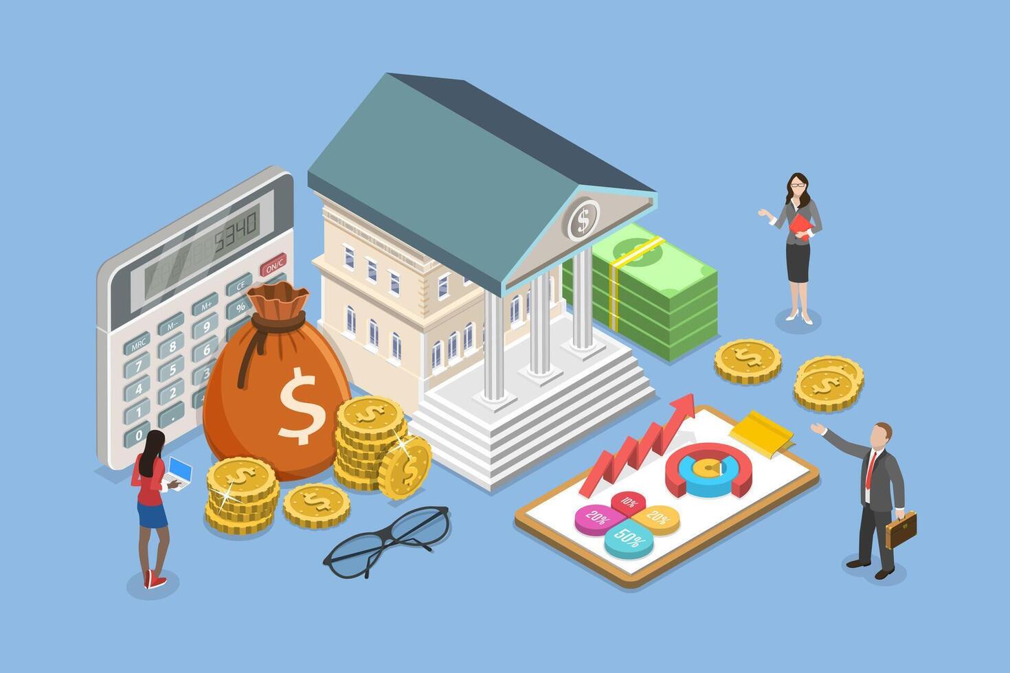 3D Isometric Flat Conceptual Illustration of Government Finance, National Public Building vector