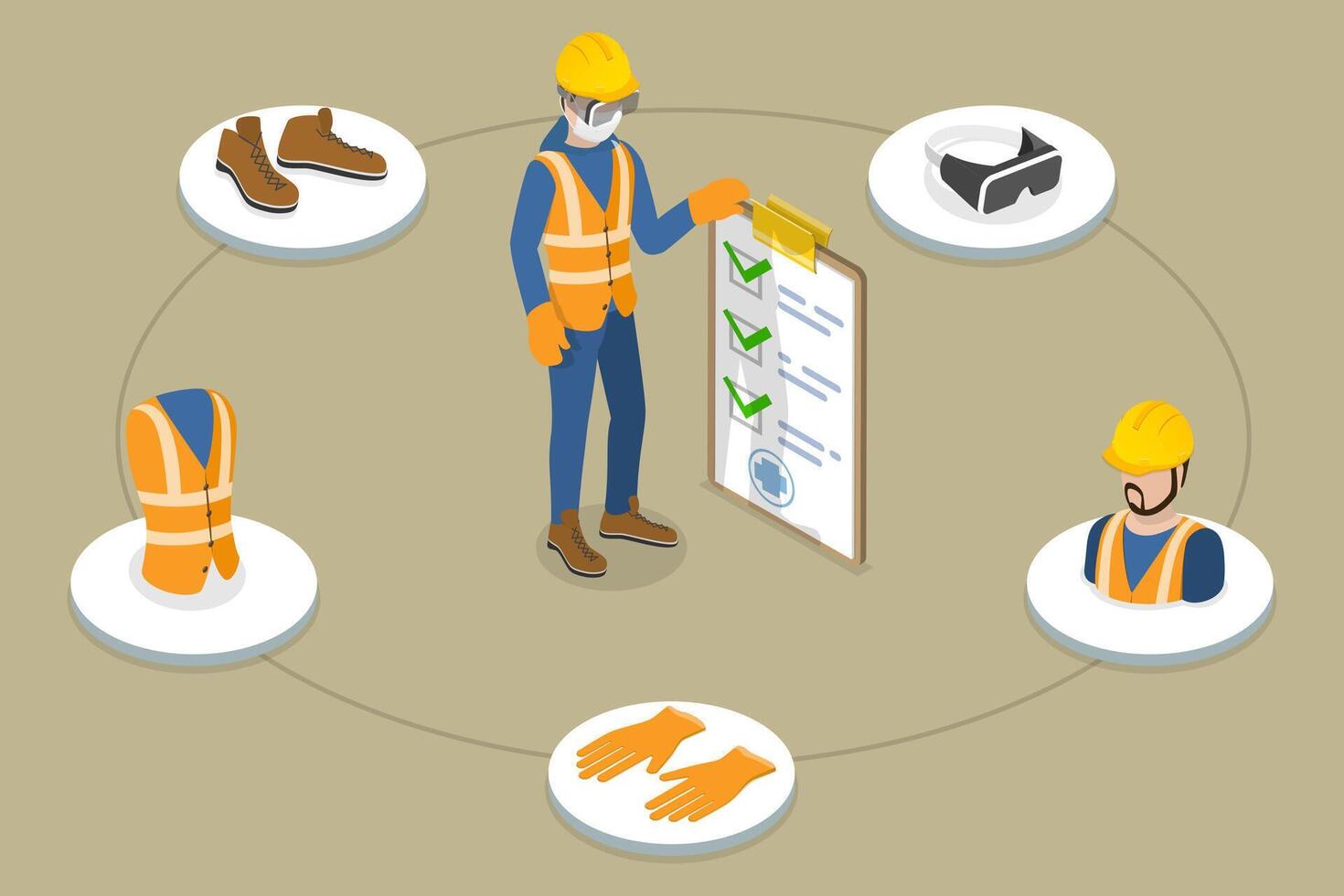 3D Isometric Flat Conceptual Illustration of Occupational Safety. vector