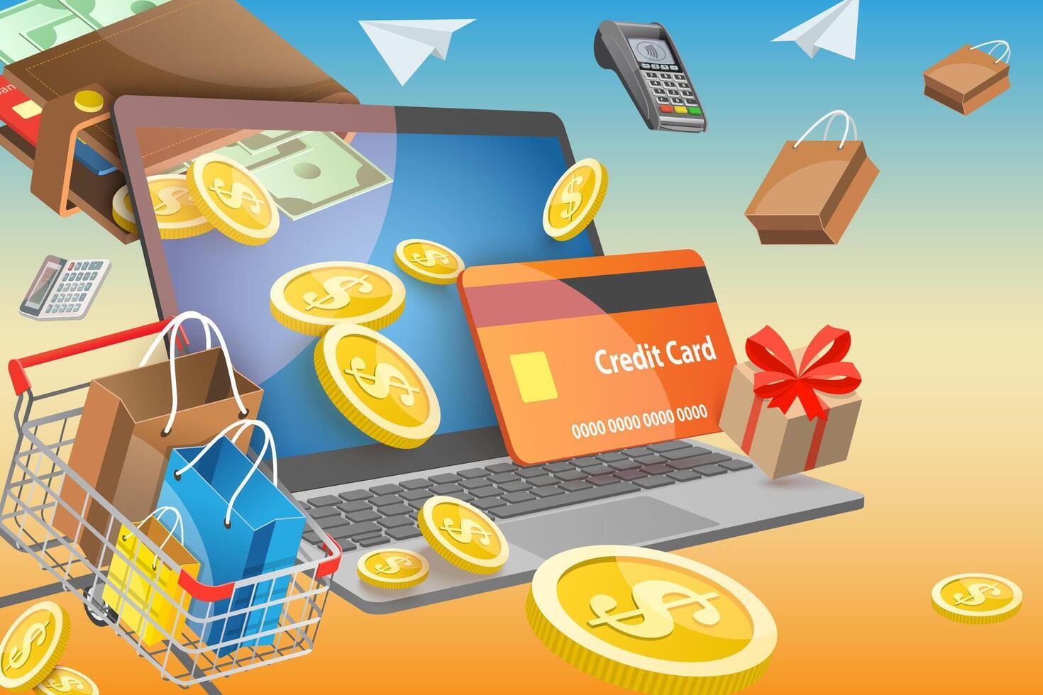 3D Conceptual Illustration of Cash Back, Customer Loyalty Program vector